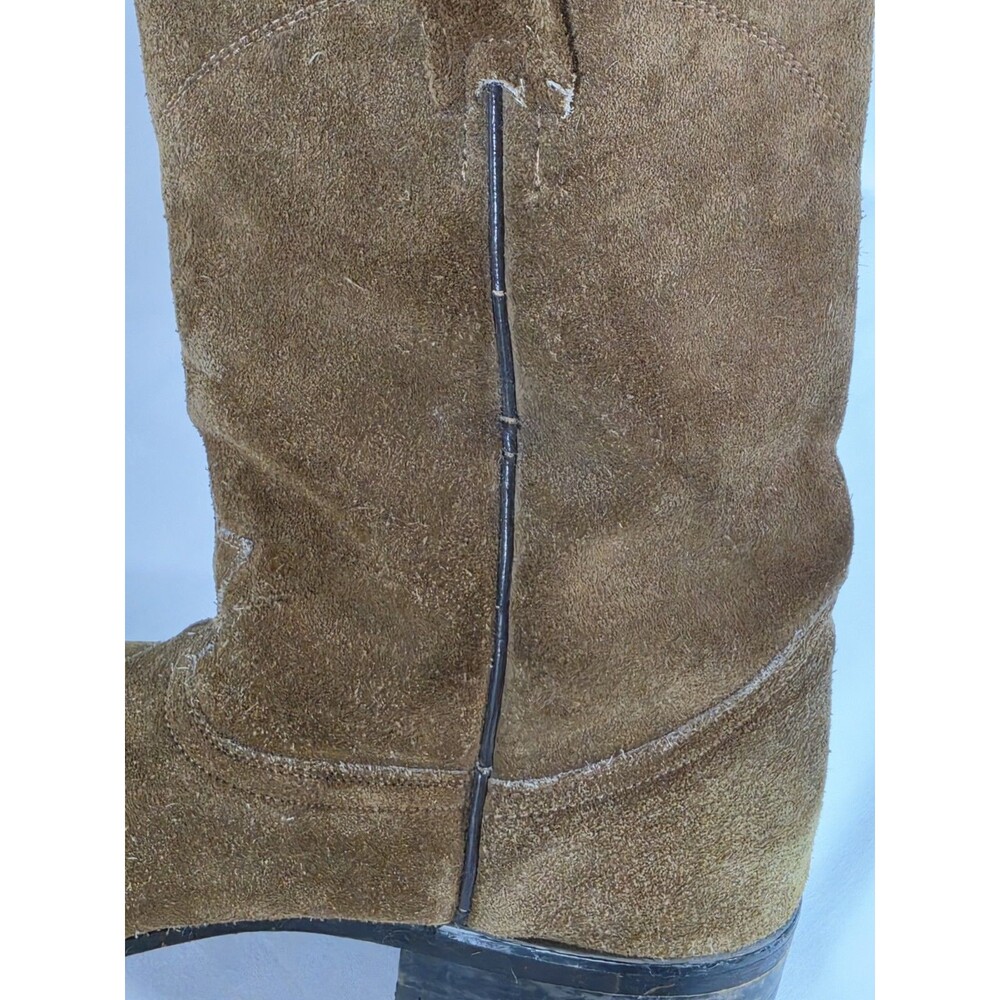 Caborca Mens Vintage Brown Suede Leather Cowboy Boots Size 8.5 US 26.5 Mex Wide - Picture 11 of 11